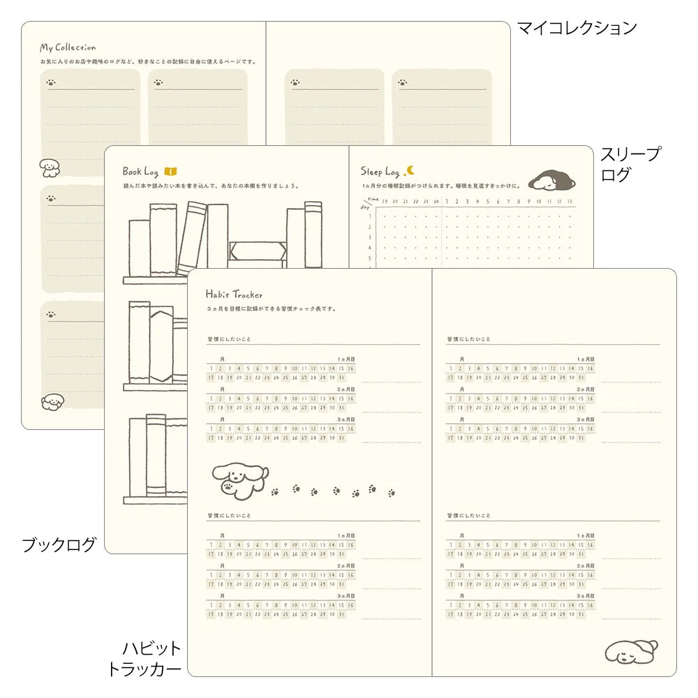 Midori 2027 B6 Book Style Diary - Dog Navy