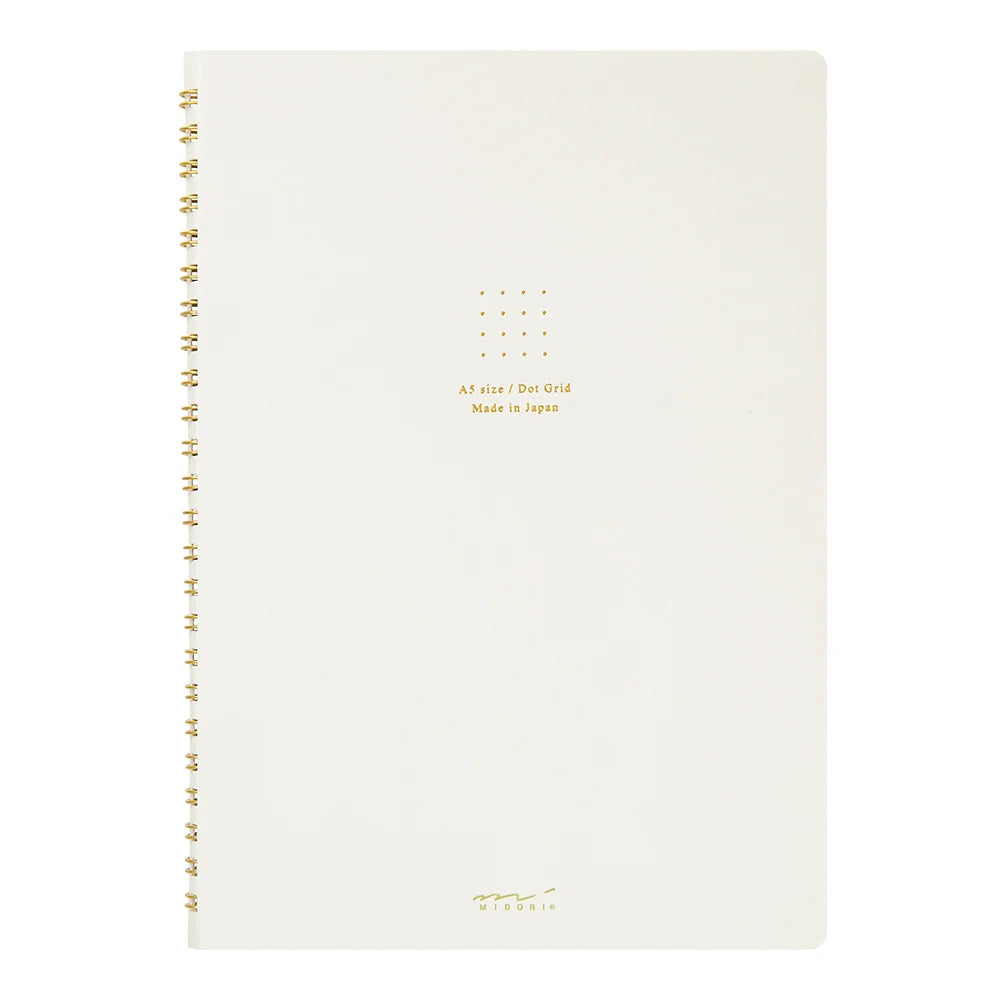 Midori Soft Color A5 Dotted Ring Notebook - White