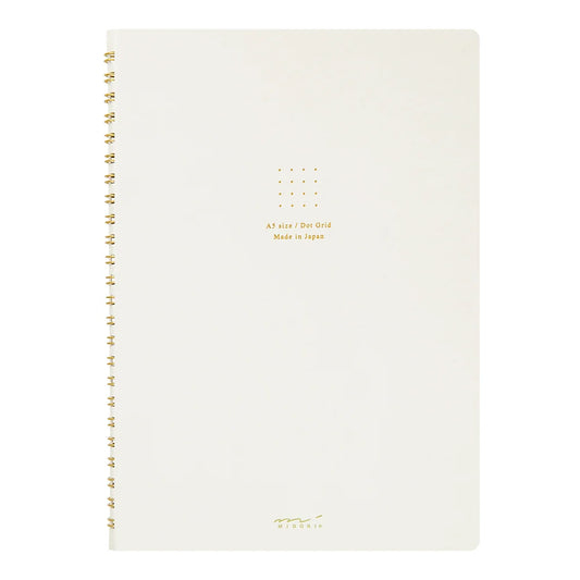 Midori Soft Color A5 Dotted Ring Notebook - White