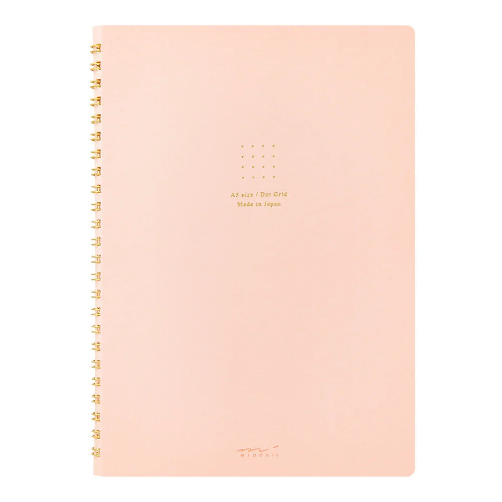 Midori Soft Color A5 Dotted Ring Notebook - Pink