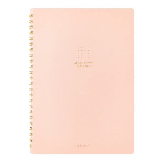 Midori Soft Color A5 Dotted Ring Notebook - Pink