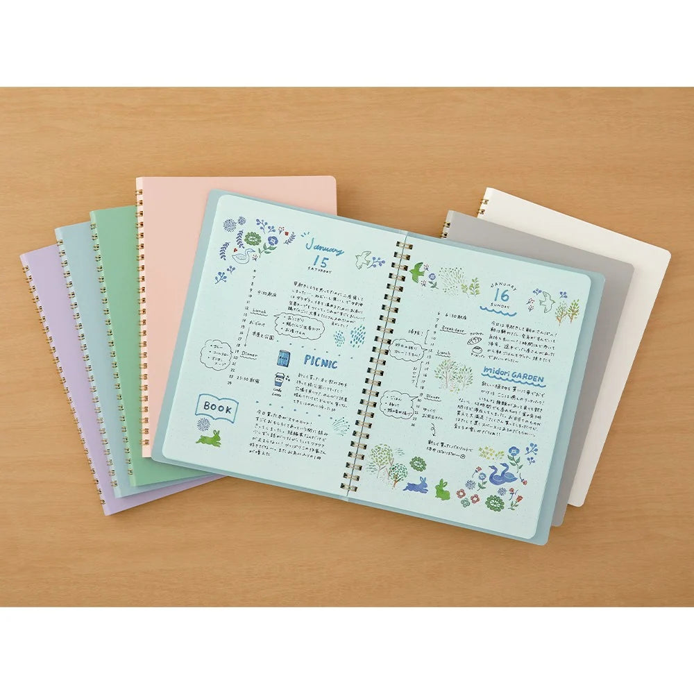 Midori Soft Color A5 Dotted Ring Notebook - Blue