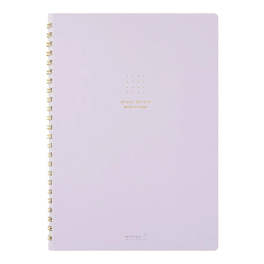 Midori Soft Color A5 Dotted Ring Notebook - Purple