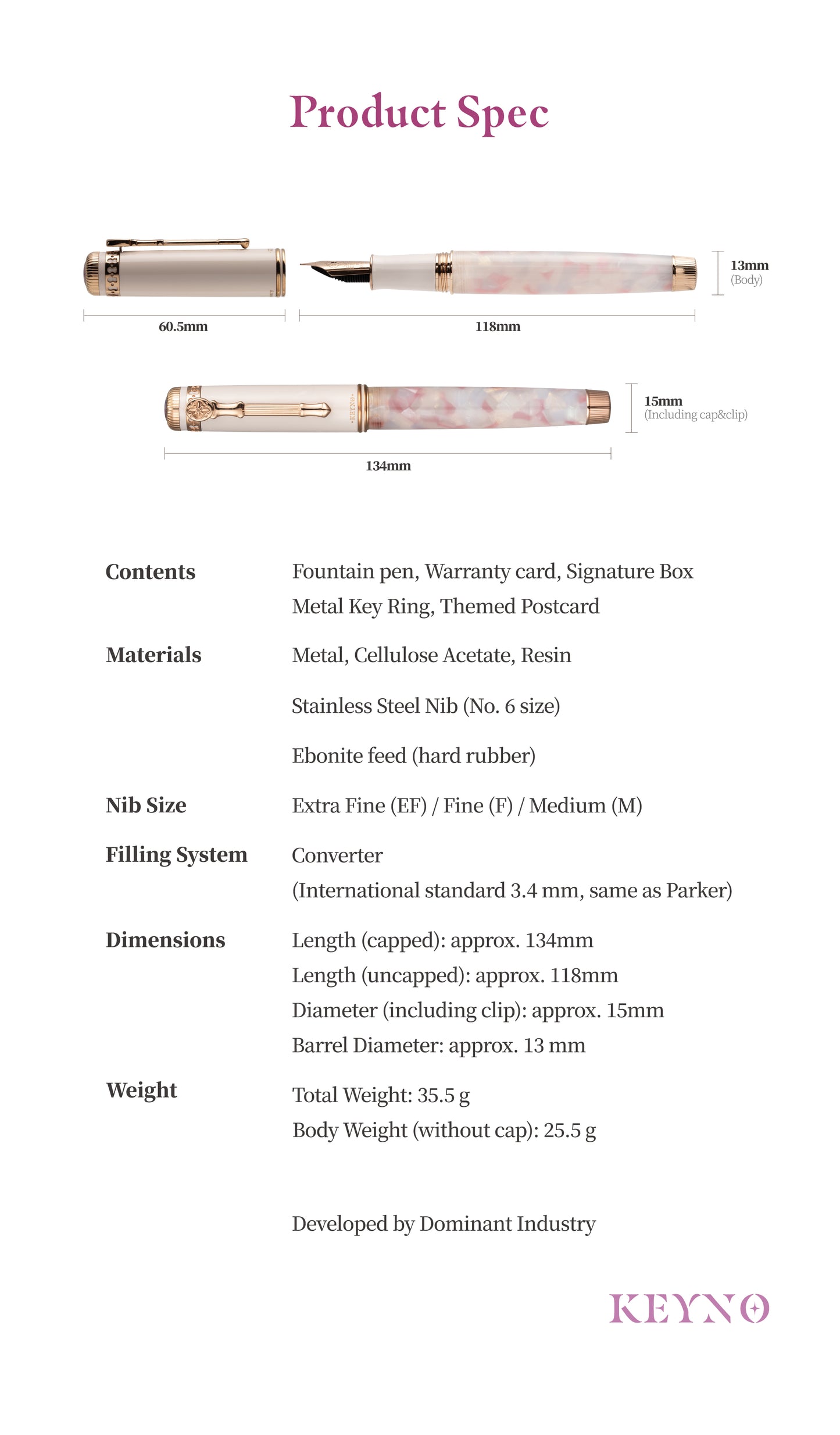 Dominant Industry Keyno Fountain Pen - No. 014 Cherishment