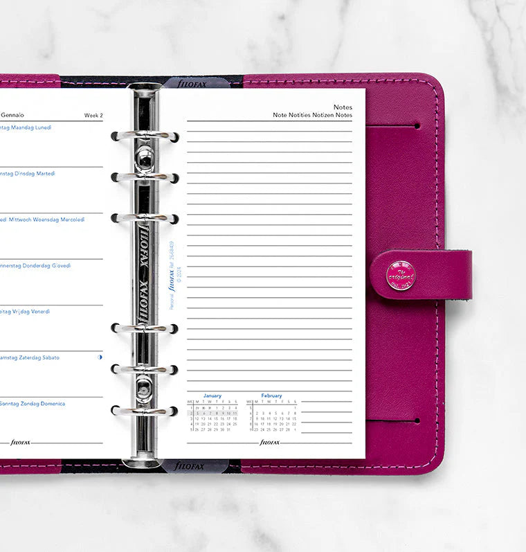 Filofax 2026 Week on a Page with Notes Planner - Multilanguage