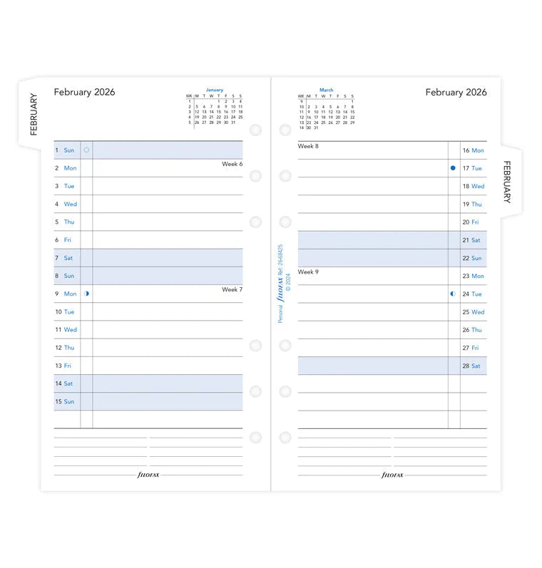 Filofax 2026 Personal Month to View Tabbed Planner - English