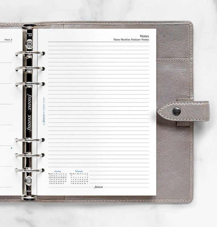 Filofax 2026 Week On One Page Dairy Planner with Notes - Multilanguage (A5)
