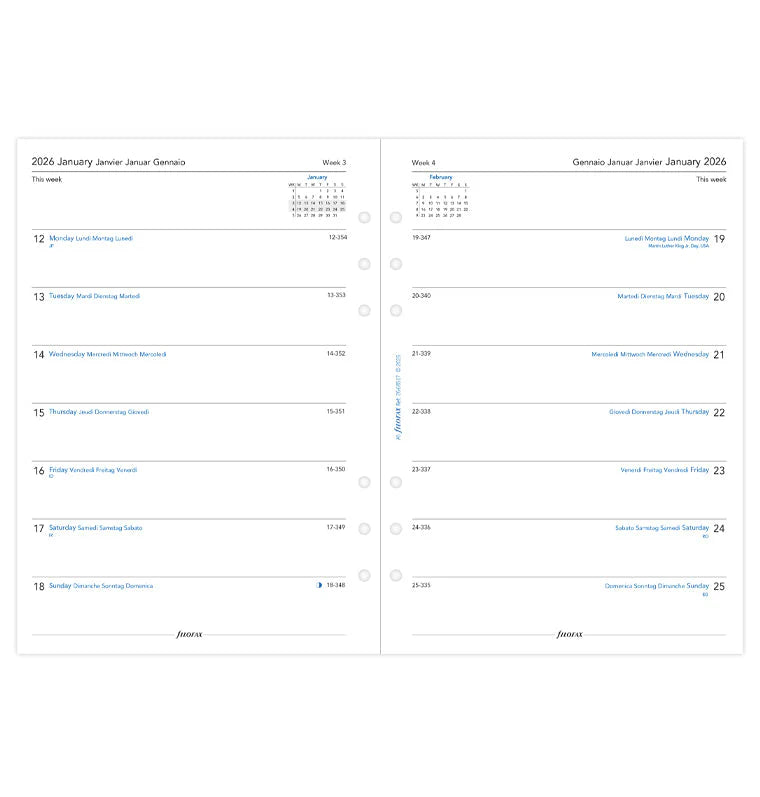 Filofax 2026 Week on One Page Planner - Multilanguage (A5)