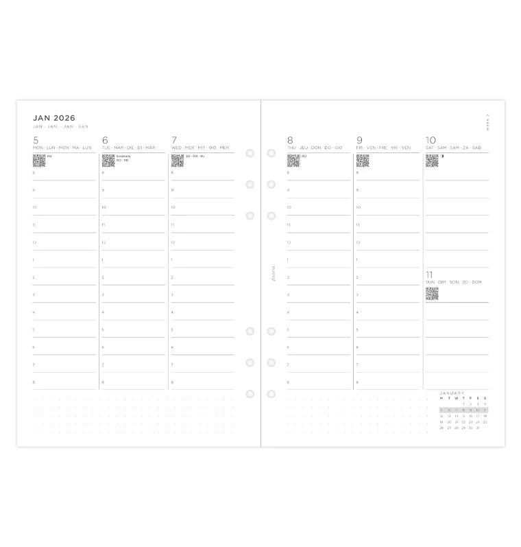 Filofax 2026 Minimal Vertical Week to View with Appointments Planner (A5)