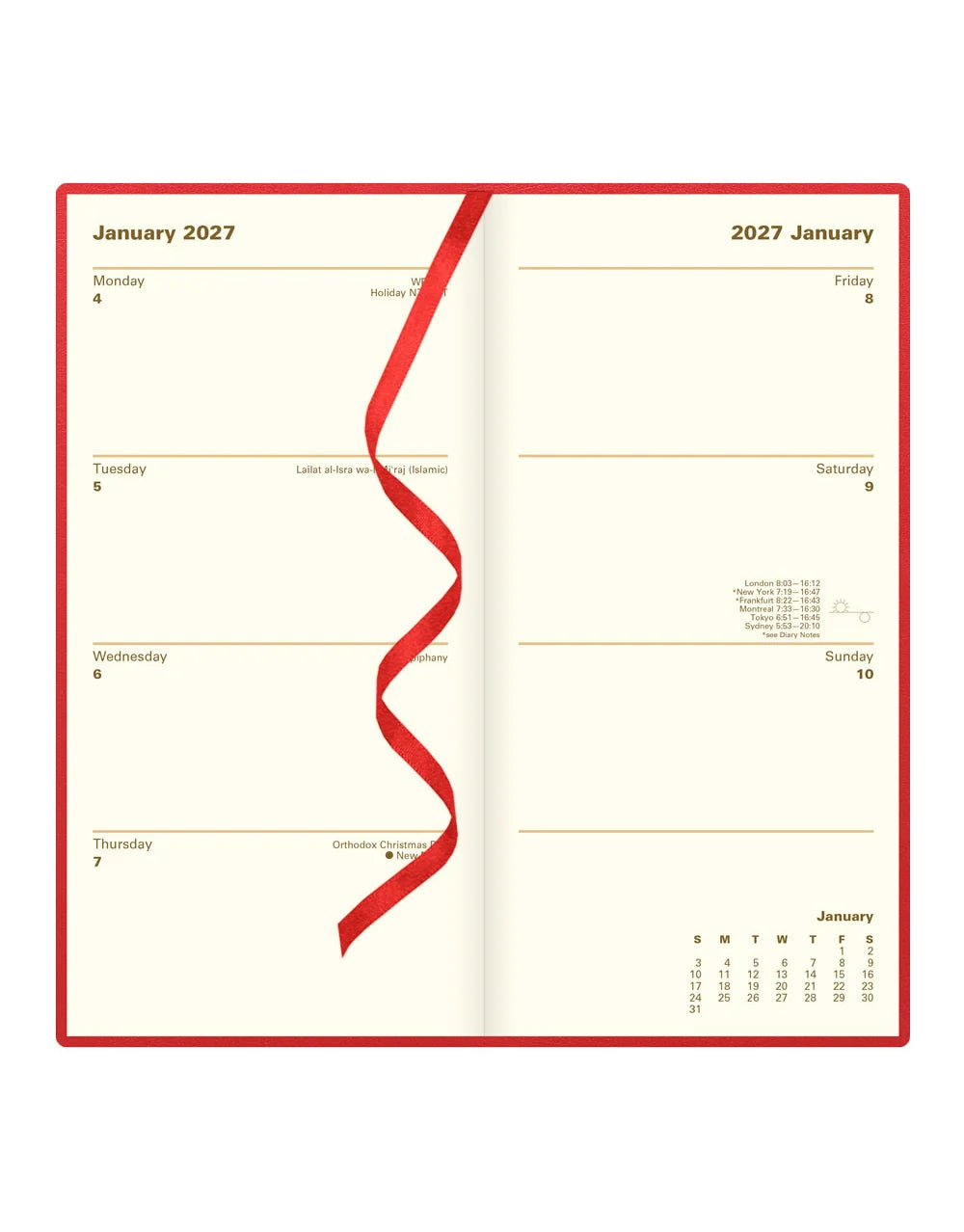 Letts of London 2027 Slim Belgravia Week to View Planner - Red (Upright)