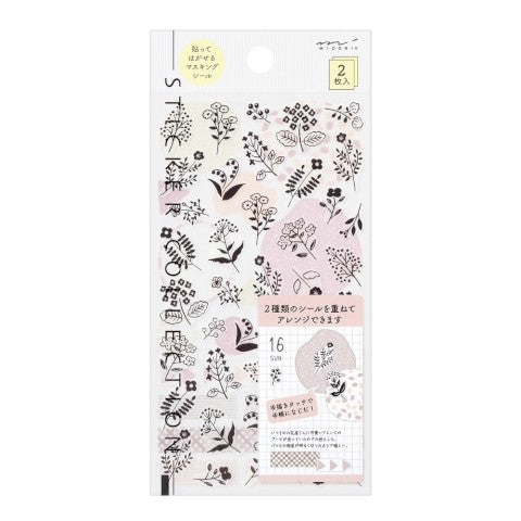 Midori Sticker - Monotone Flower 2642 (2 Sheets)