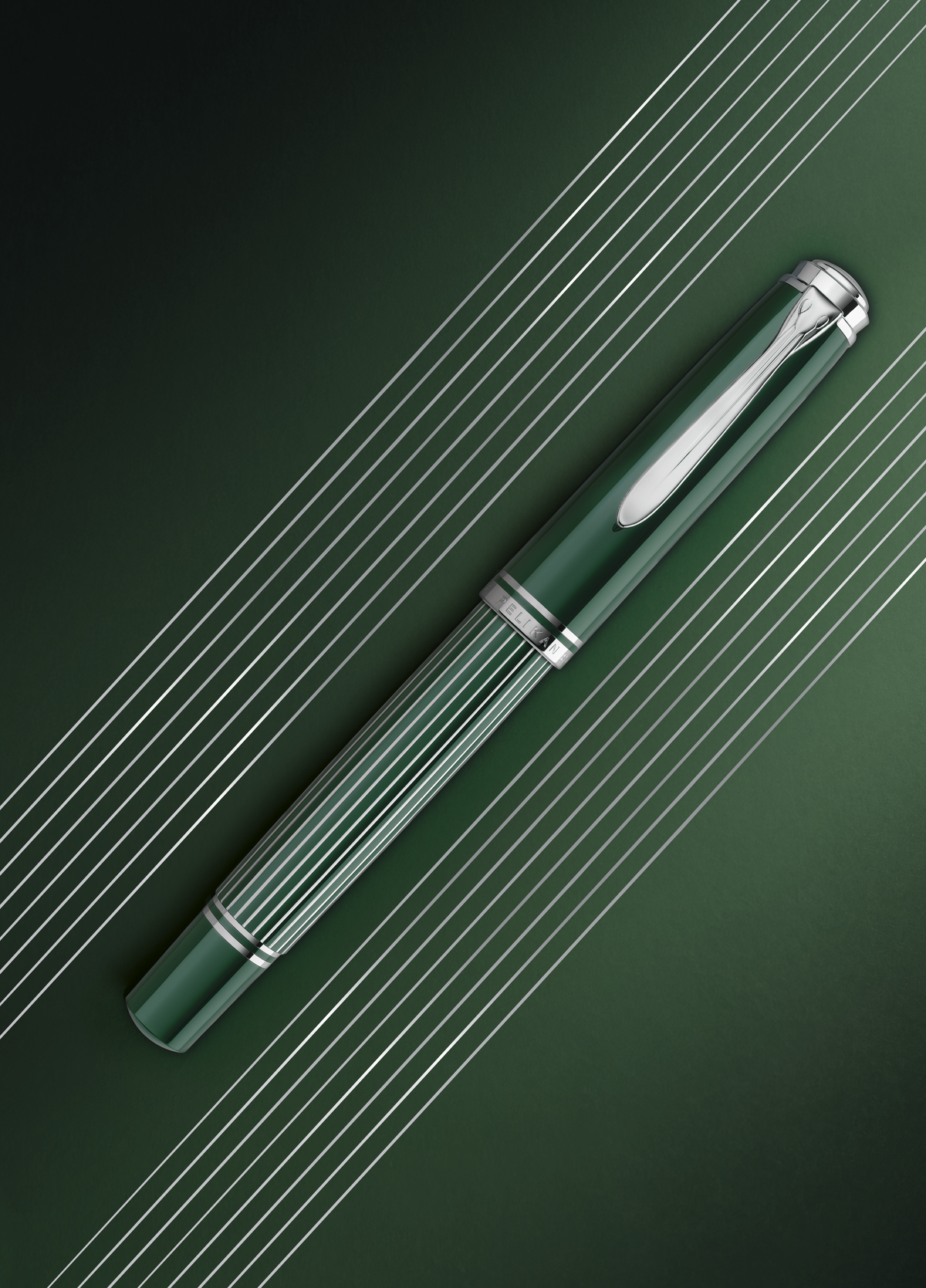 Pelikan Souverän M815 Fountain Pen - Metal Striped Green (Special Edition)