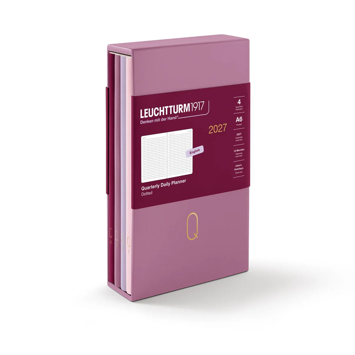 Leuchtturm1917 2027 A6 Pocket Hardcover Quarterly Dotted Daily Planner Set - Shades of Rose (Pack of 4)