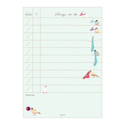 Midori To Do Memo Pad Bird