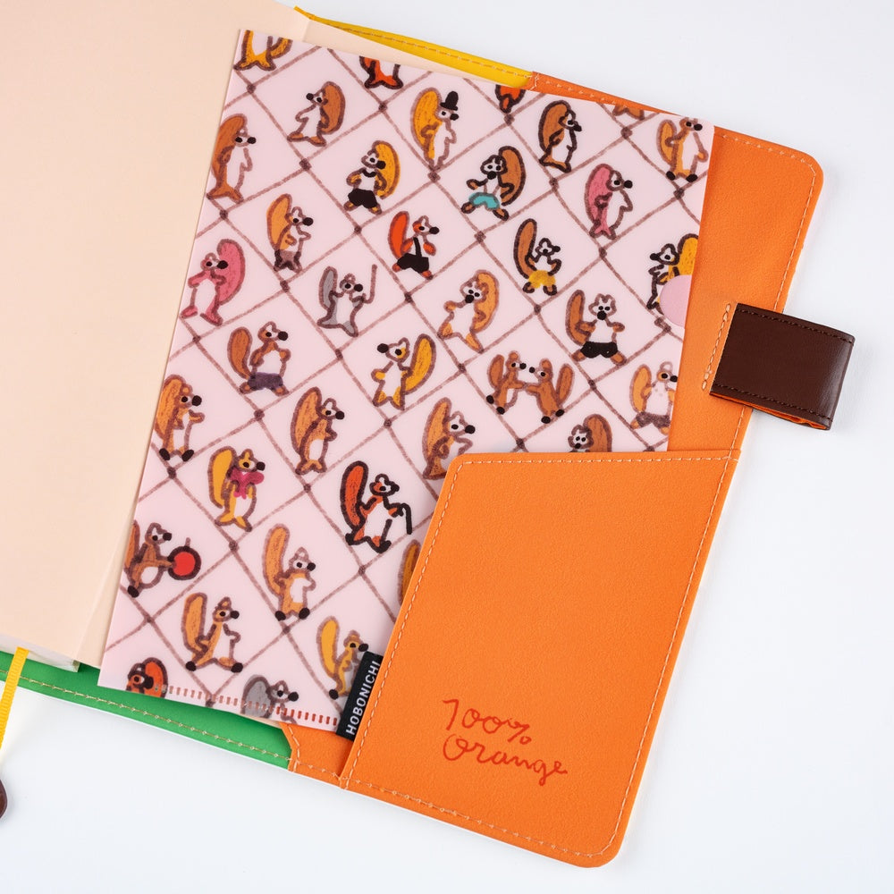 Hobonichi A5 Folder Set - 100%ORANGE: Squirrel Squadron (Set of 2)