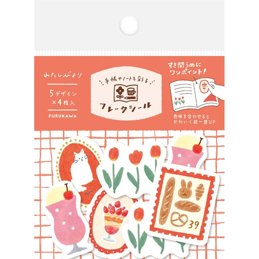 Furukawa Paper Washi Flake Stickers - Red