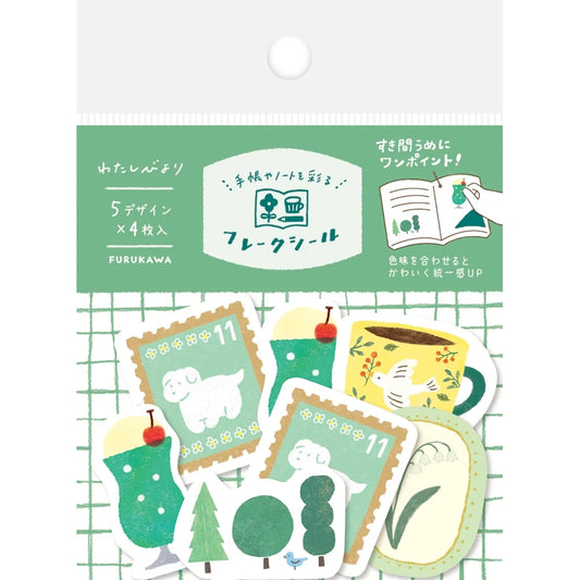 Furukawa Paper Washi Flake Stickers - Green
