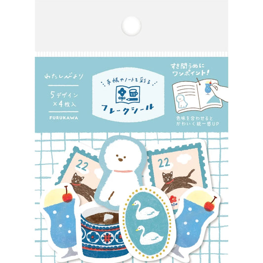 Furukawa Paper Washi Flake Stickers - Blue
