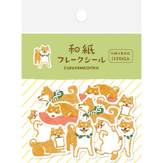 Furukawa Paper Washi Flake Stickers - Shiba Inu