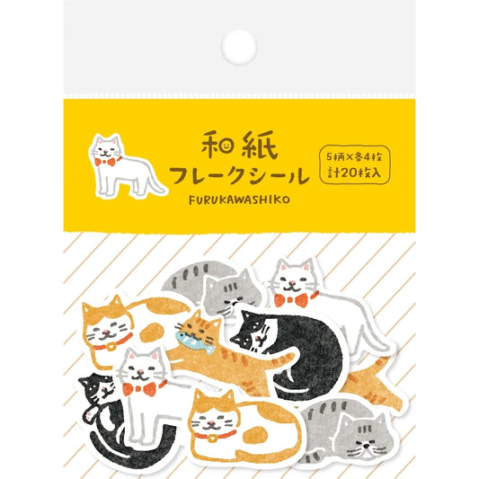Furukawa Paper Washi Flake Stickers - Cat