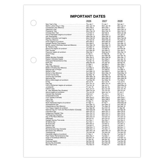 AT-A-GLANCE 2026 Mini Daily Loose-Leaf Desk Calendar Refill (3" x 3 3/4")