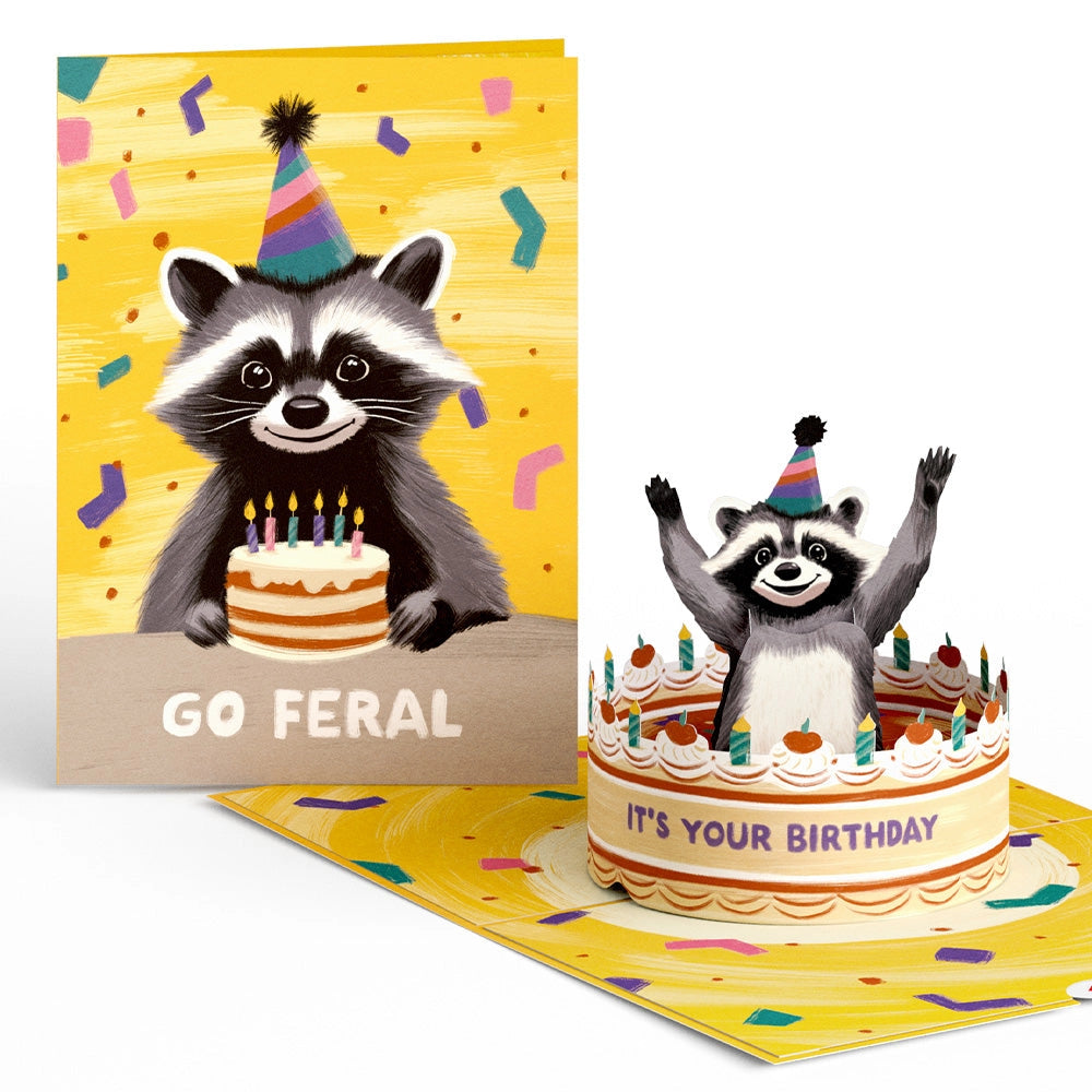 Lovepop Pop-Up Card - Go Feral Raccoon Birthday