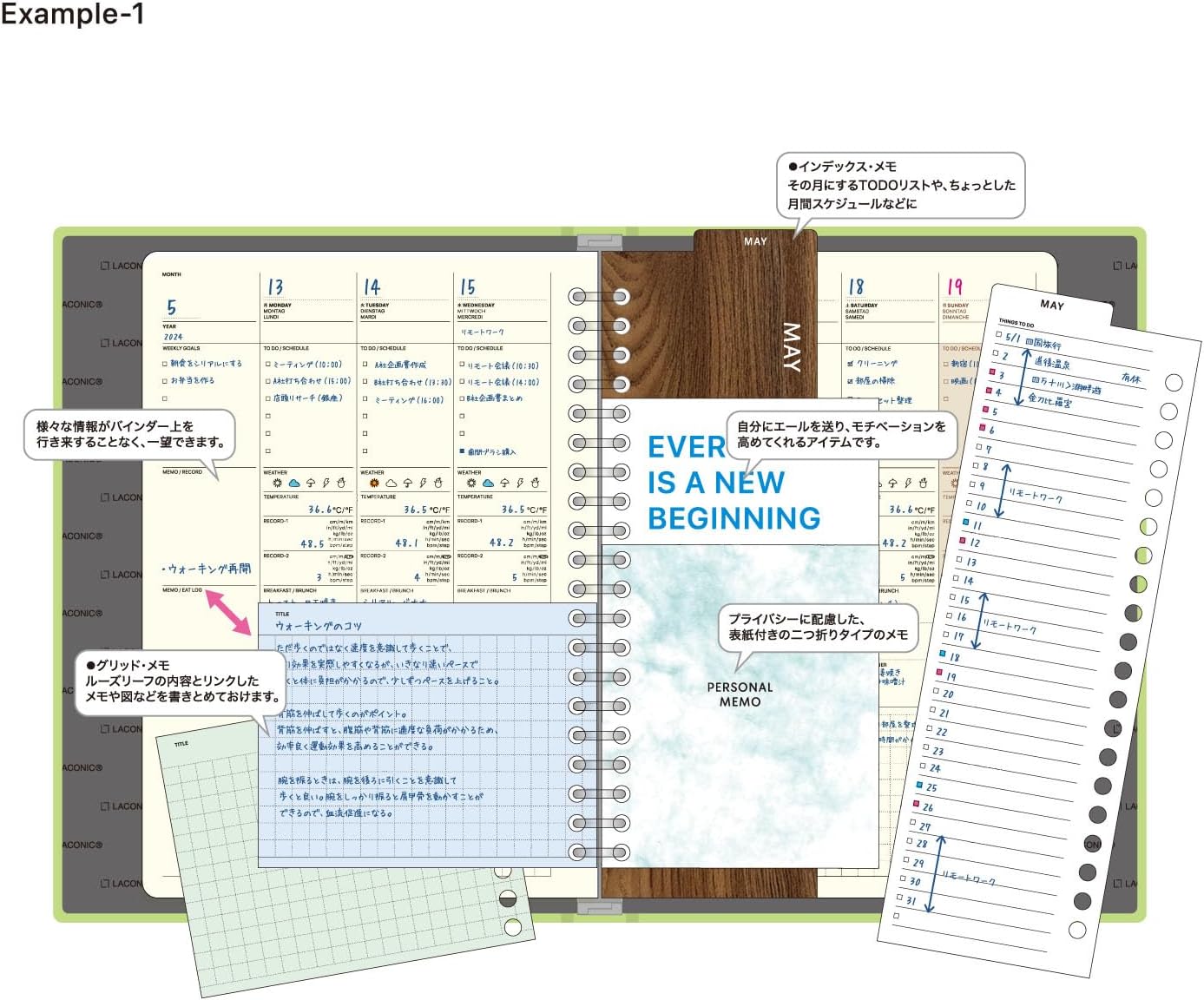 Laconic A5 Flex 20 Ring Binder - Gray