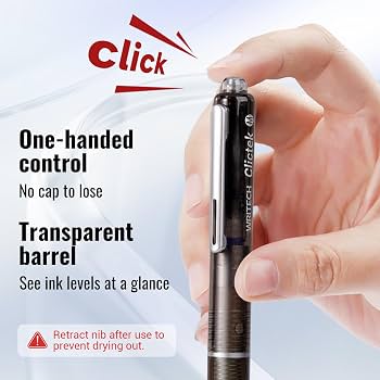 Writech Clictek Retractable Fountain Pen - Clear Blue