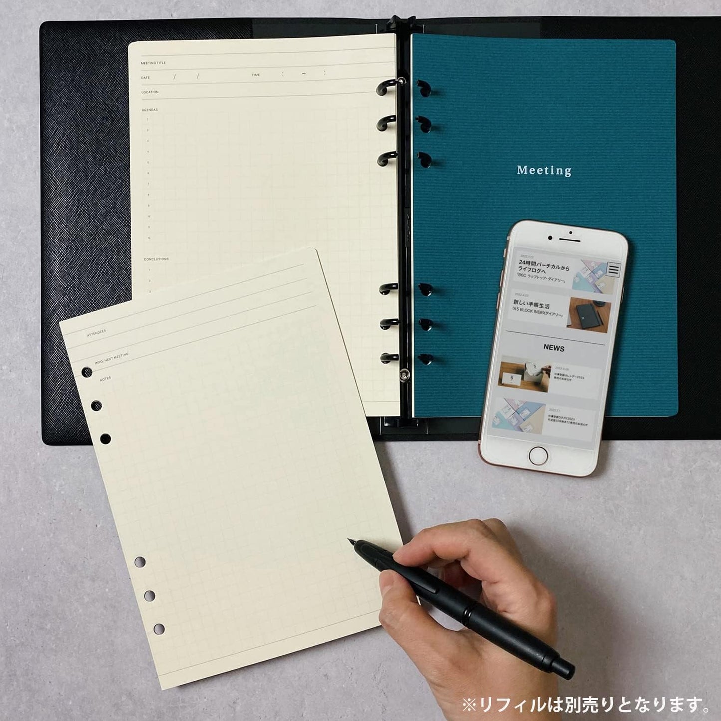 Laconic Style Note A5 6-Ring Binder - Navy