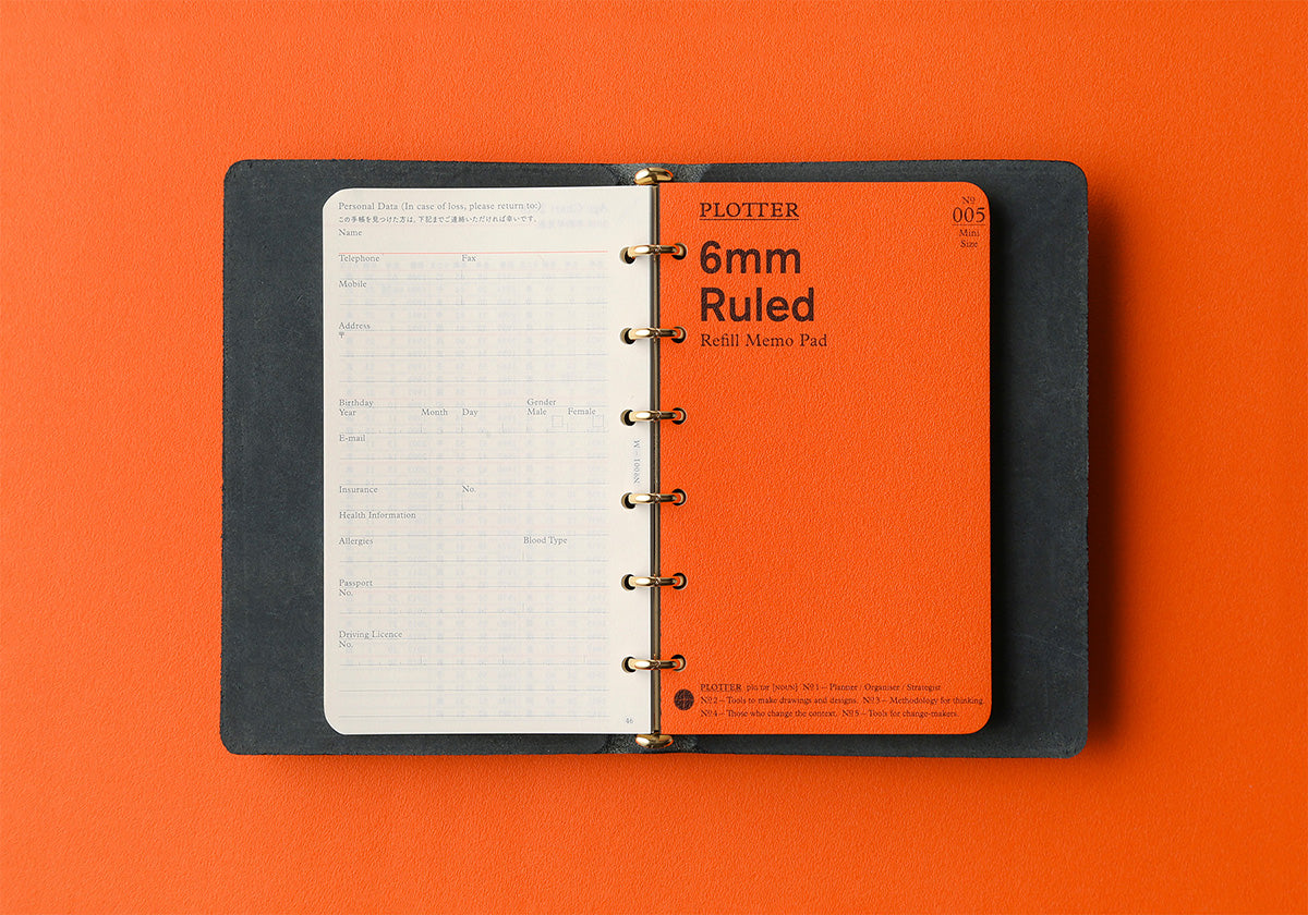 PLOTTER Mini Size Pueblo 6-Ring Leather Binder - Navy