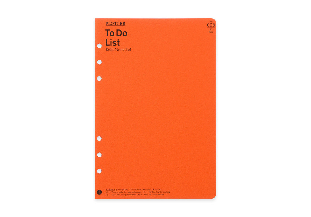 PLOTTER Refill Memo Pad To Do List (50 sheets) - A5 Size