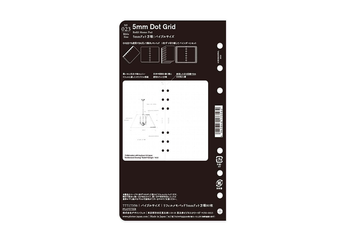 PLOTTER Refill Memo Pad 5mm Dot Grid (80 Sheets) - Bible Size