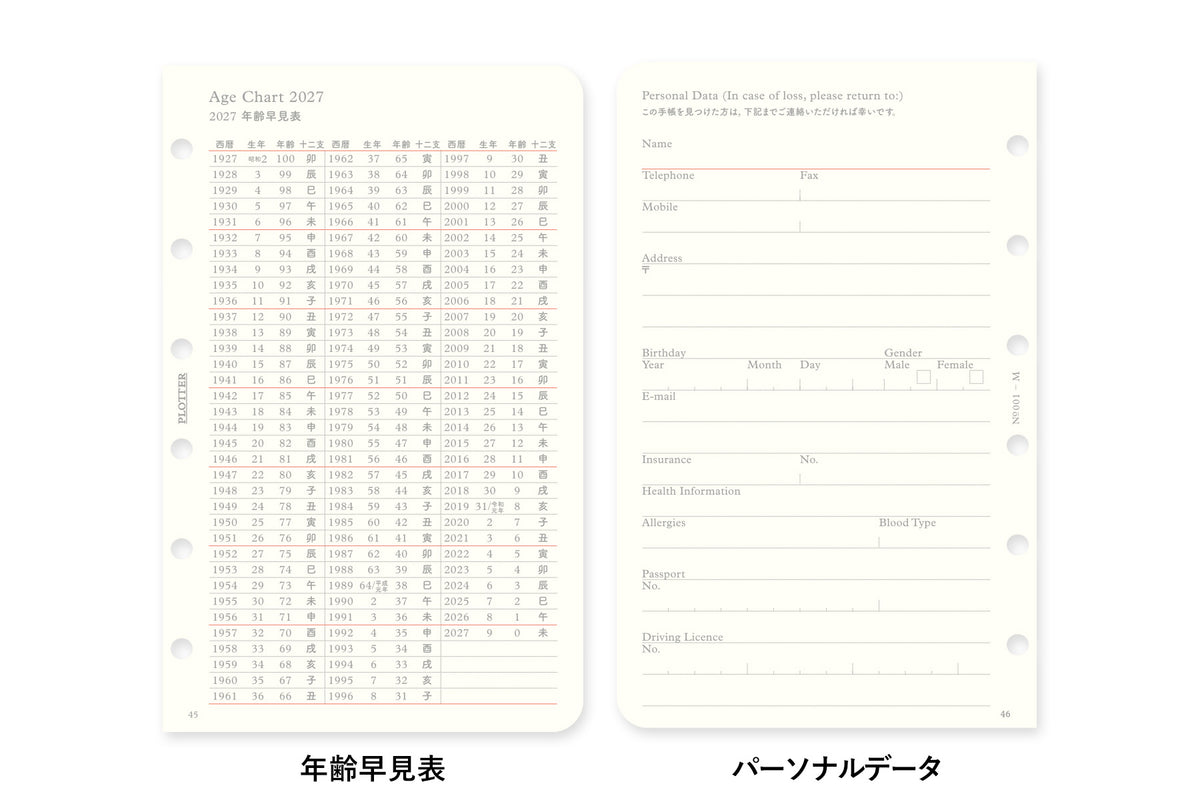 PLOTTER DIARY 2027 Monthly Schedule Refill - Mini Size