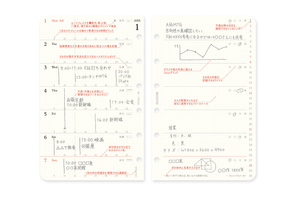 PLOTTER DIARY 2027 Weekly Schedule Refill - Mini Size