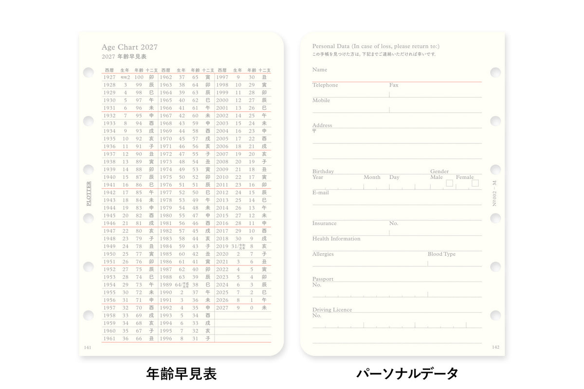 PLOTTER DIARY 2027 Weekly Schedule Refill - Mini Size
