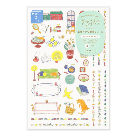 Midori Yuru Log Decoration Sticker - Daily Life (2 sheets)