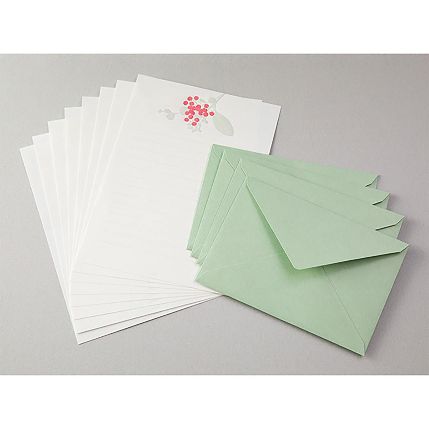 Midori Letter Set - Press Bouquet Red