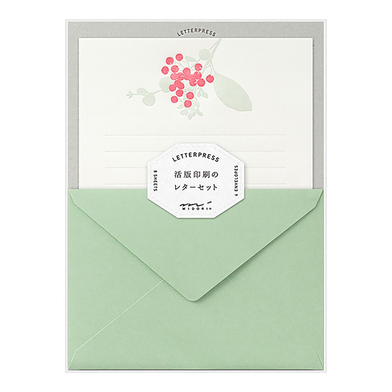 Midori Letter Set - Press Bouquet Red