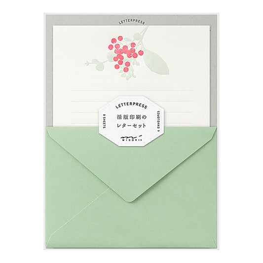 Midori Letter Set - Press Bouquet Red
