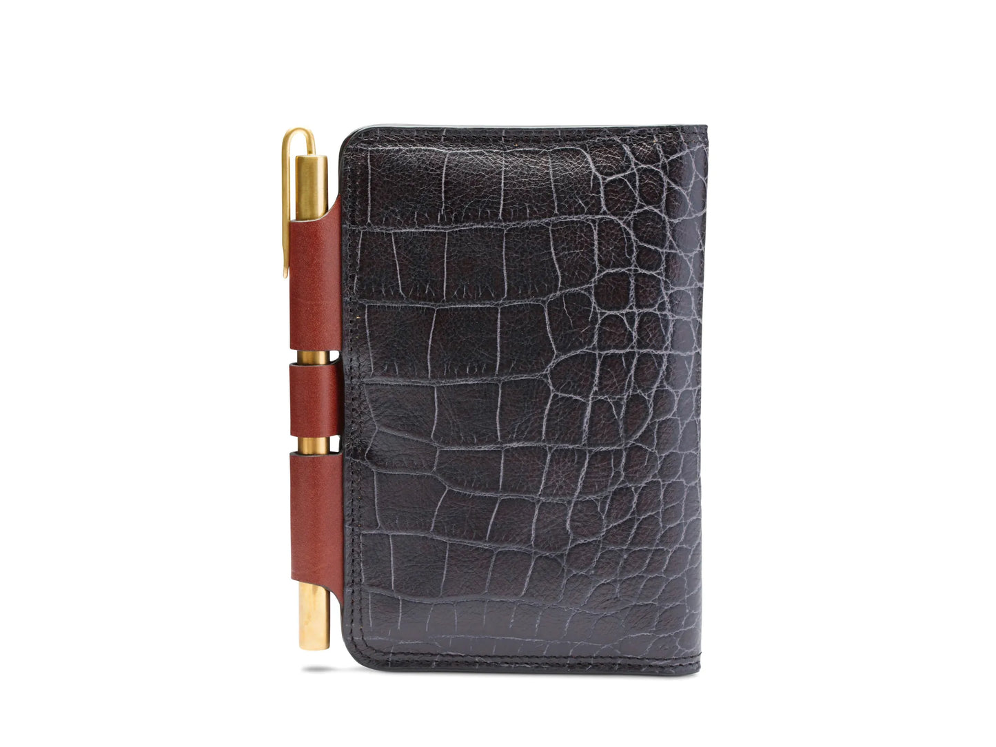 Bosca Vintage Field Notes Journal - Dark Brown Crocodile