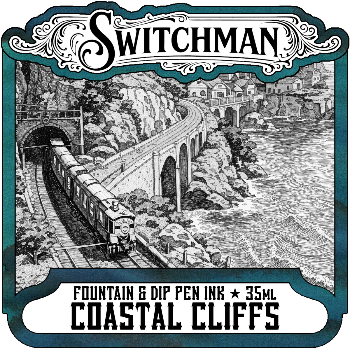 Switchman Pen Company Bottled Ink (35ml) - Coastal Cliffs: Cinque Terre Teal