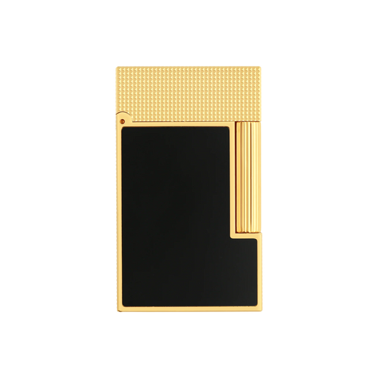 S.T. Dupont Ligne 2 Lighter - Micro Diamond Head: Lacquered Black & Gold (Perfect Ping)