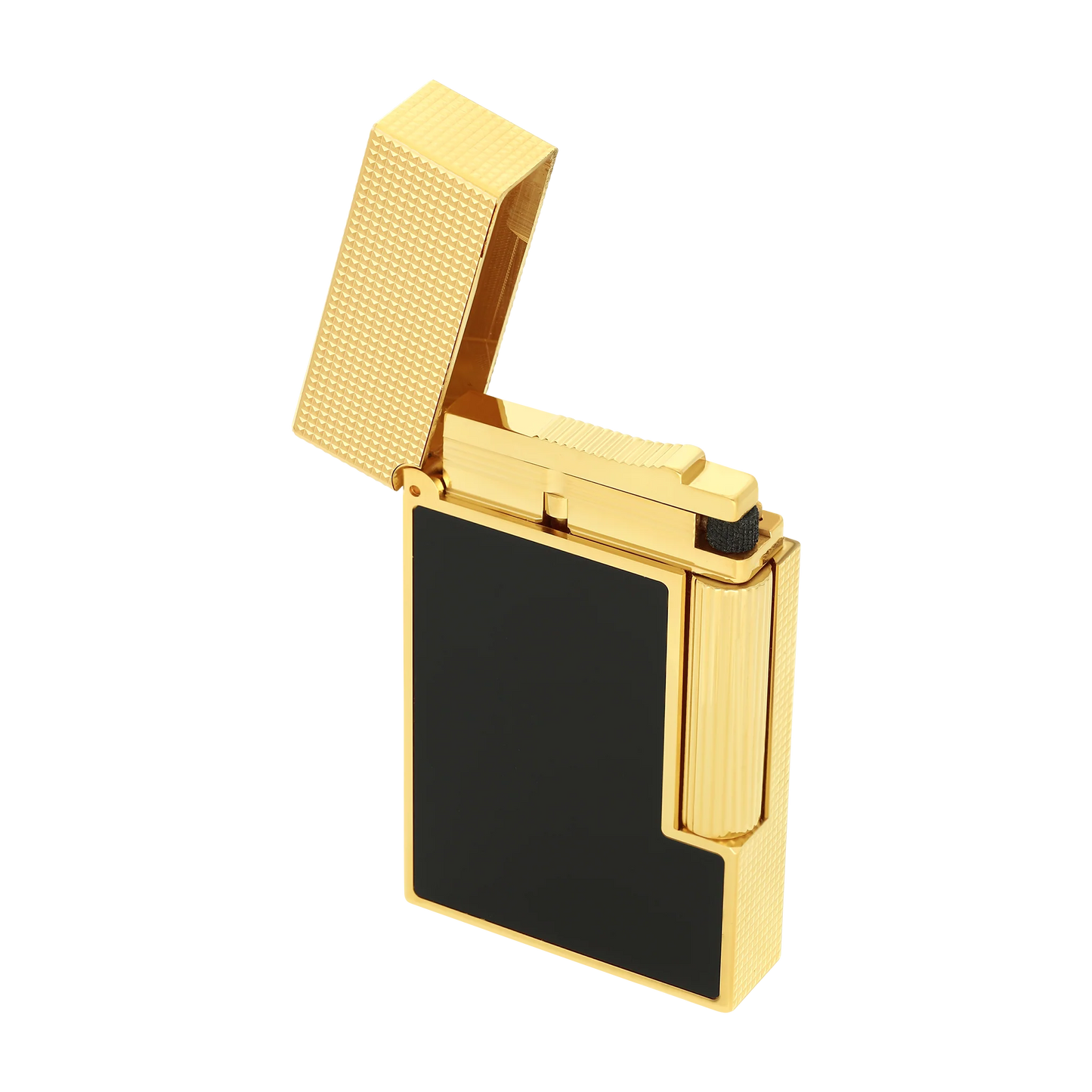 S.T. Dupont Ligne 2 Lighter - Micro Diamond Head: Lacquered Black & Gold (Perfect Ping)