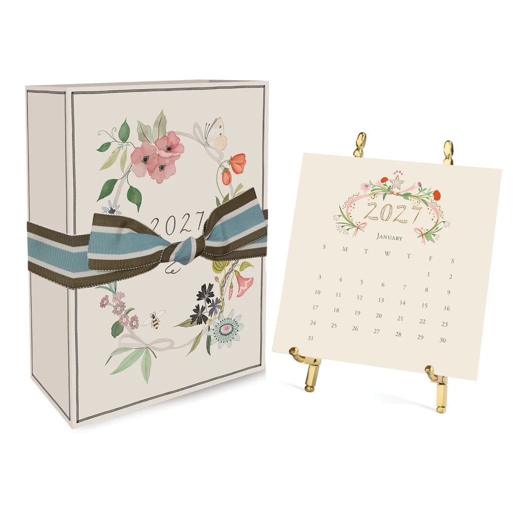 Karen Adams Designs 2027 Classic Desk Calendar - Gold Easel