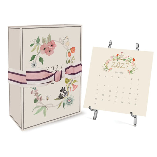 Karen Adams Designs 2027 Classic Desk Calendar - Silver Easel