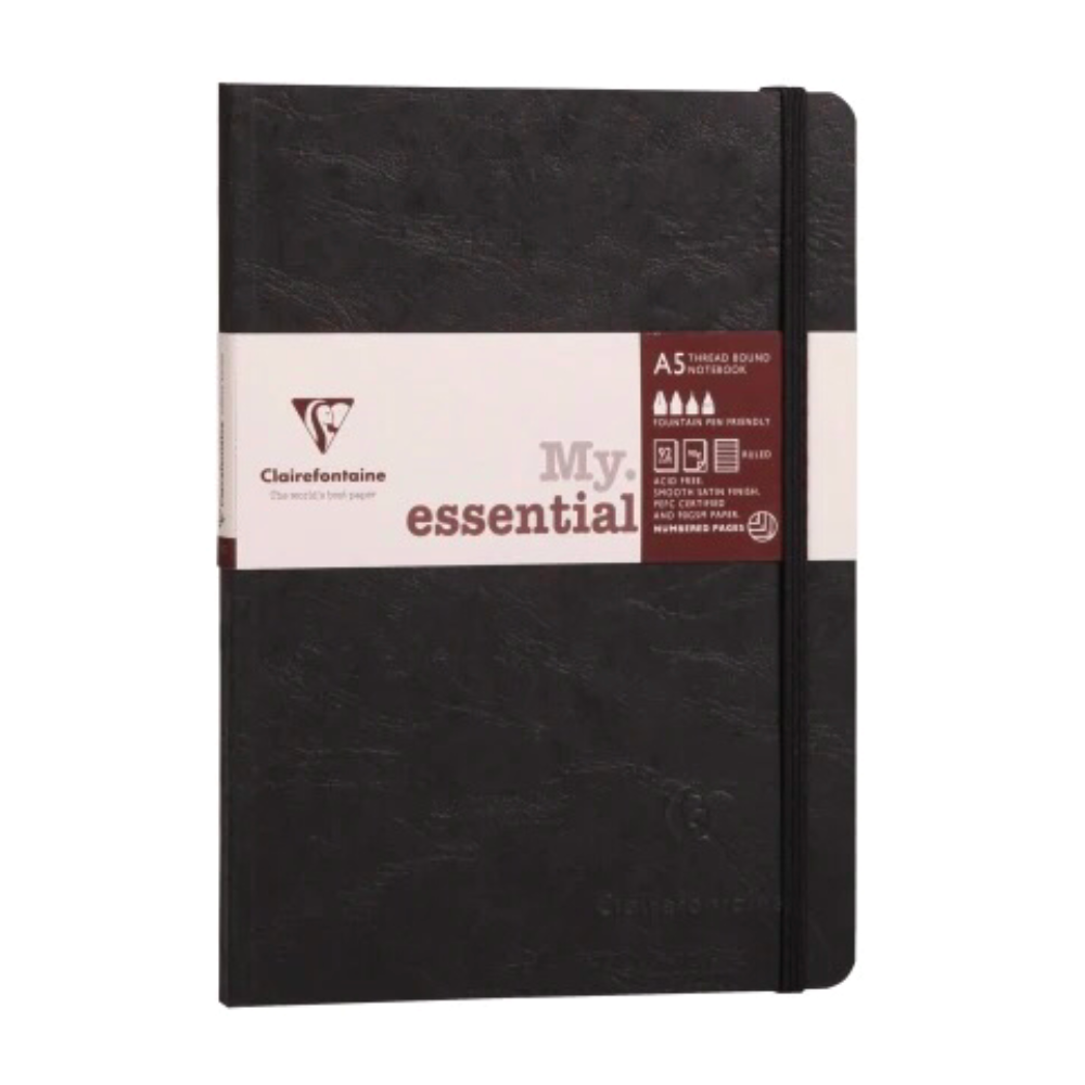 Clairefontaine #793431 My Essential Dotted A5 Notebook (6 x 8.25) - Black