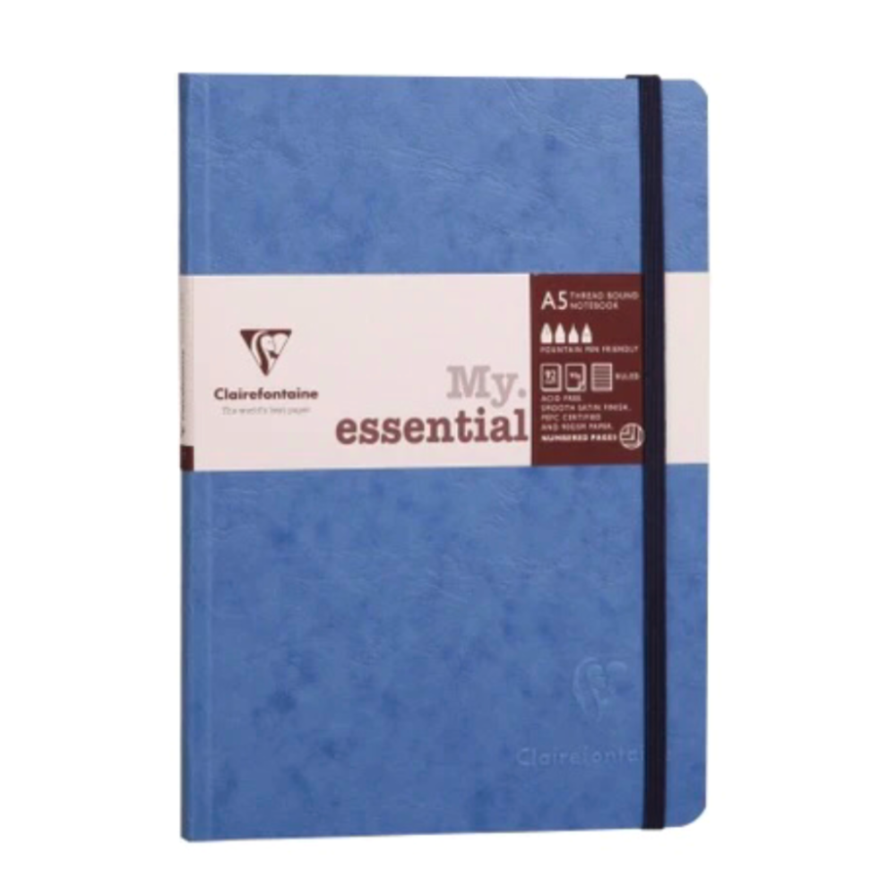 Clairefontaine #793464 My Essential Lined A5 Notebook (6 x 8.25) - Blue