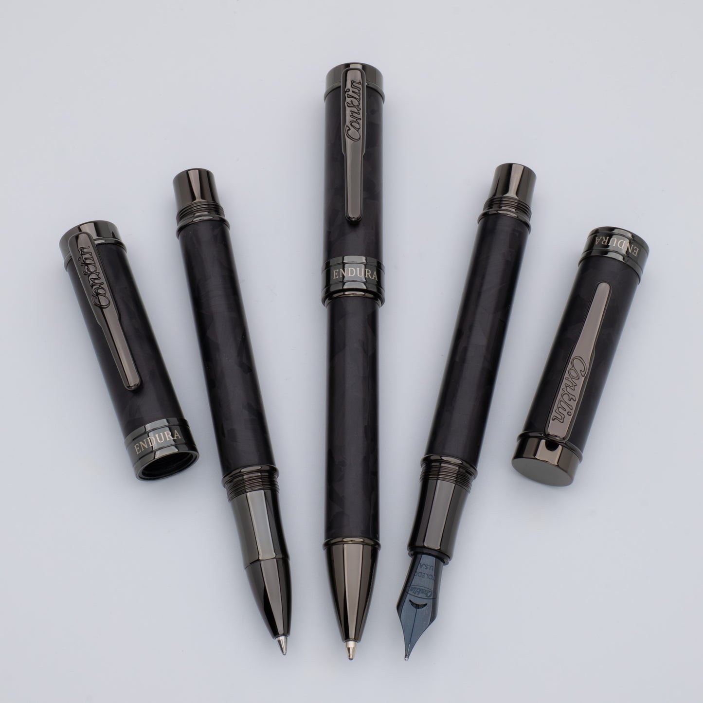 Conklin Endura Fountain Pen - Forged Carbon Fiber with Gunmetal Trim