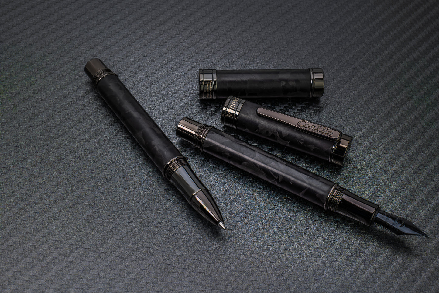Conklin Endura Fountain Pen - Forged Carbon Fiber with Gunmetal Trim