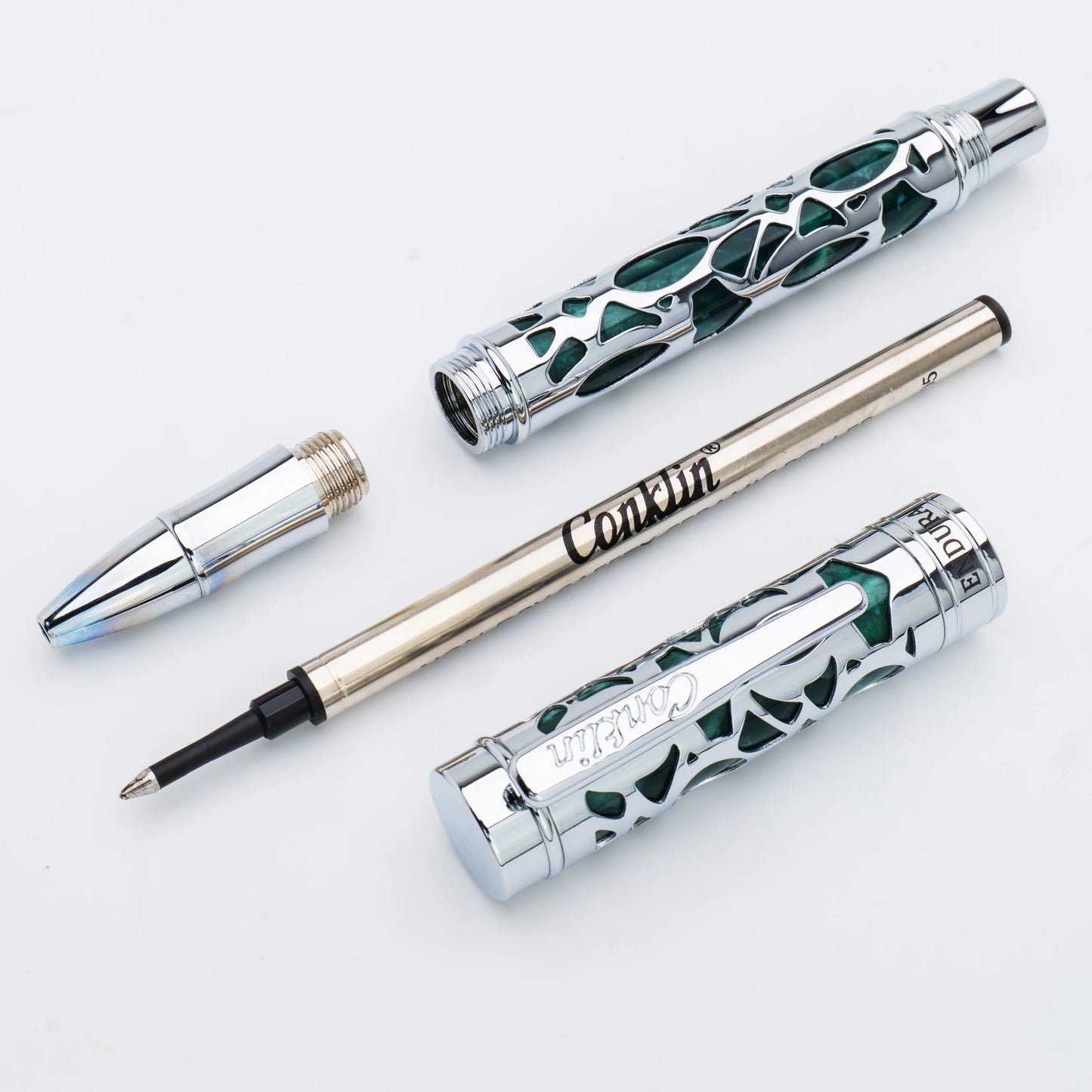 Conklin Endura Deco Crest Rollerball - Forest Green with Chrome Trim